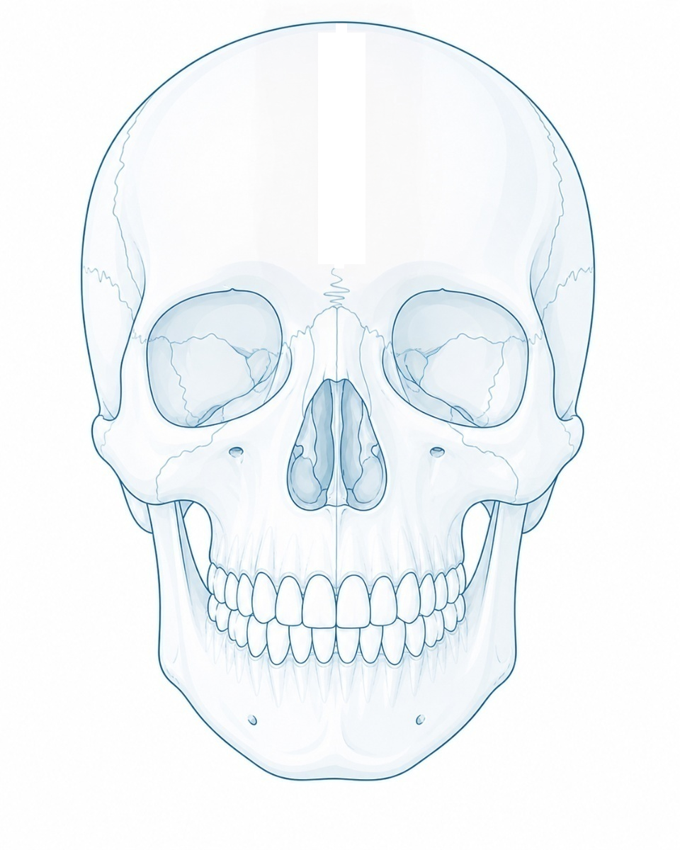 Frontal skull baseline before orthognathic surgical guide placement